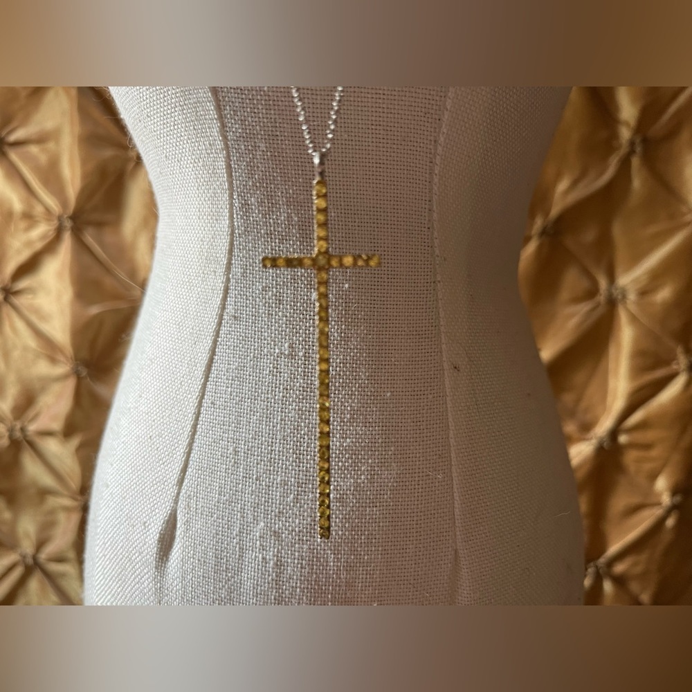 Rarities by Carol Brodie NWT Natural Yellow Sapphire Cross Necklace💛